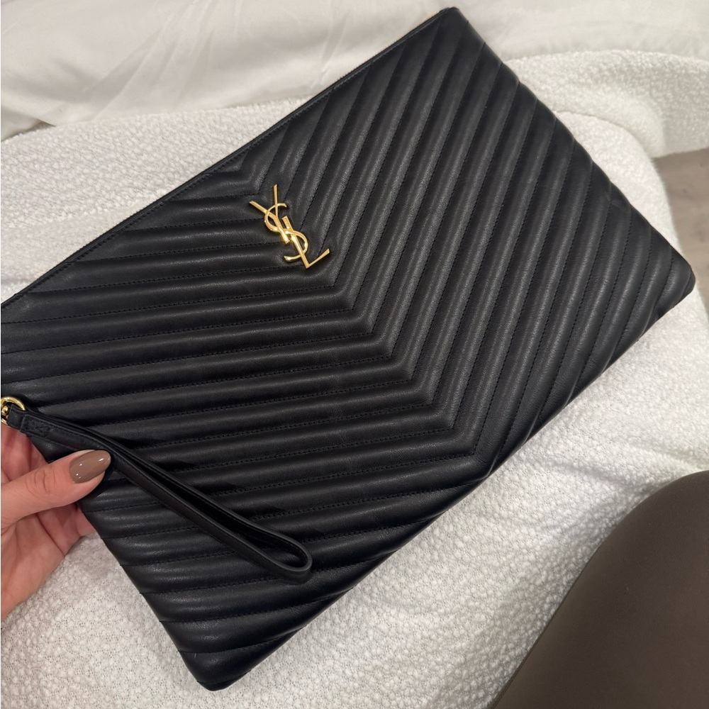Yves Saint Laurent Black Quilted Clutch